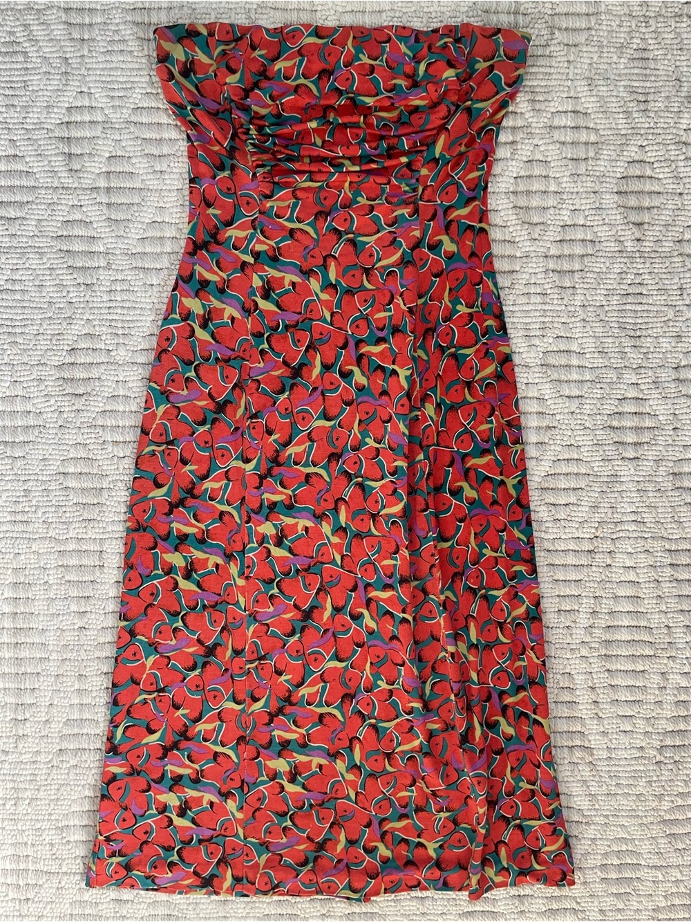 RARE Diane Von Furstenburg Vintage “Clownfish” Strapless Dress, 2